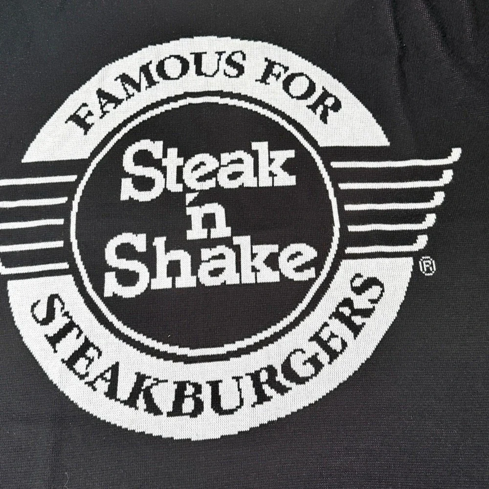 Logo Knits Steak n Shake Woven Throw Blanket Black White Checkered 60x62 USA